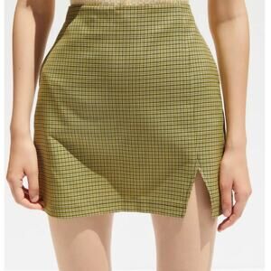 Urban Outfitters Darren Notched Pelmet Light Academia Mini Skirt In Yellow